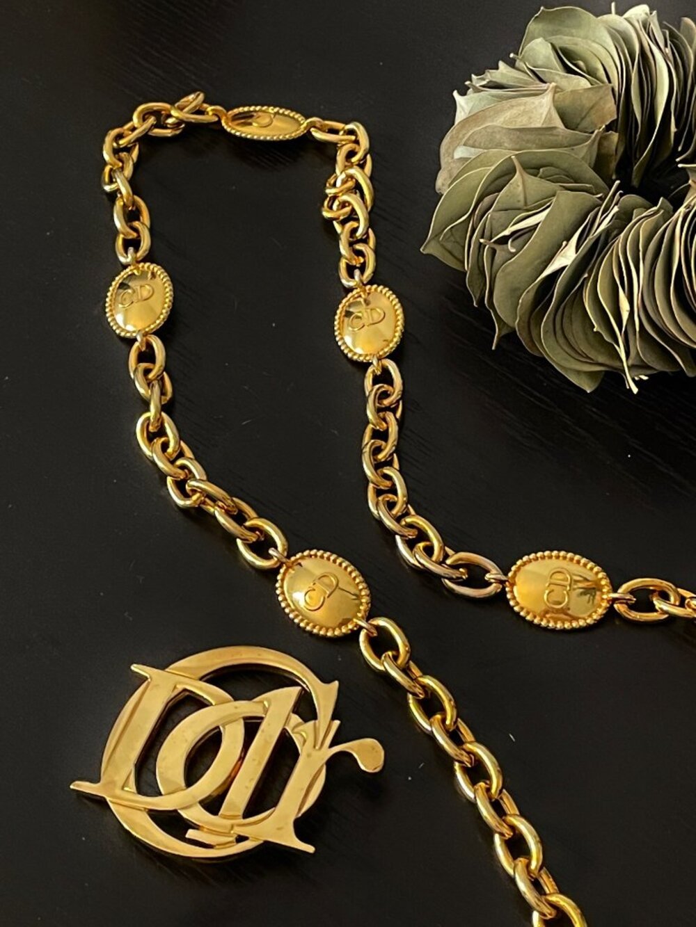 Vintage Dior black suede bag with gold chain with logo, Christian Dior evening - Picture 6 of 6